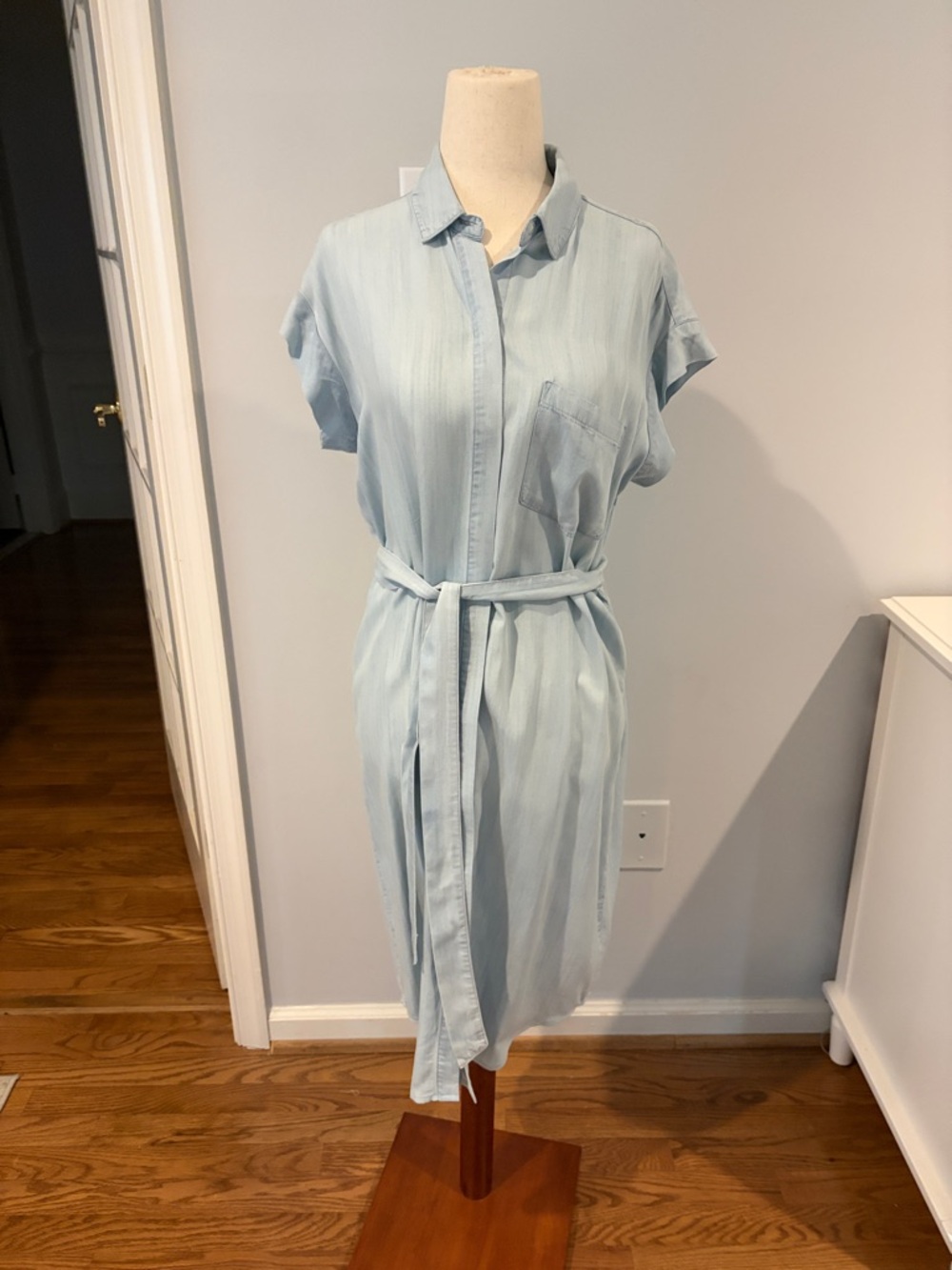 Rails Pale Blue Midi Shirt Dress with Tie Belt